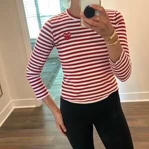 Comme de Garçons play red white stripped long sleeve size small